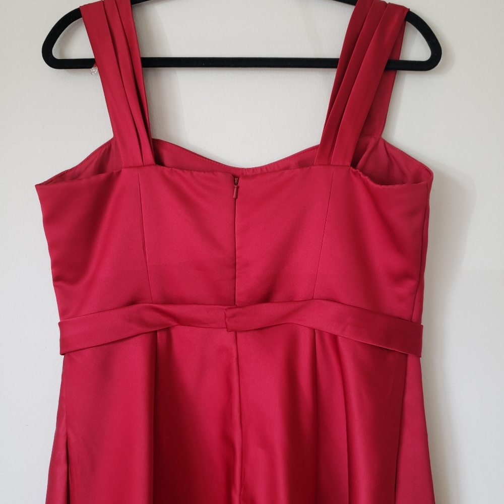David's Bridal Satin Wide Strap Tea Length Dress - Picture 6 of 8